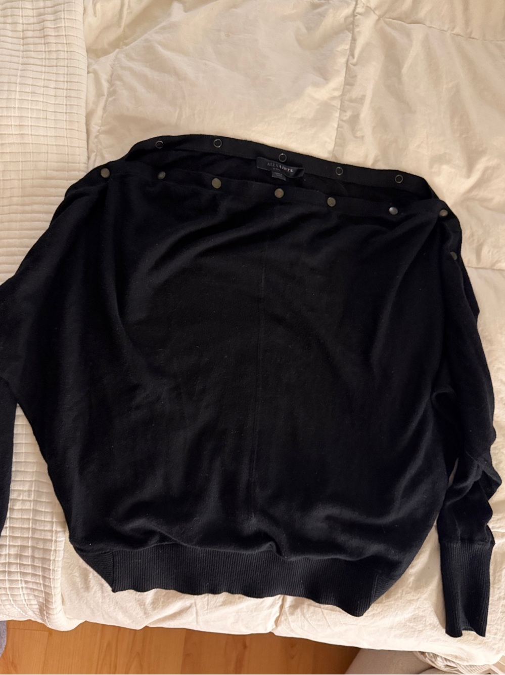 All Saints Black Elle Snap-Detail Sweater